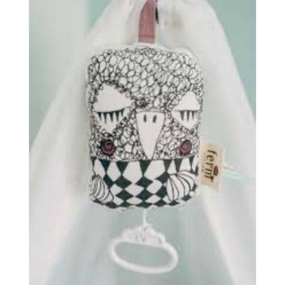 Ferm Living Musical Baby Mobile Toy Black & White Shirley Design Organic Cotton - Picture 1 of 9